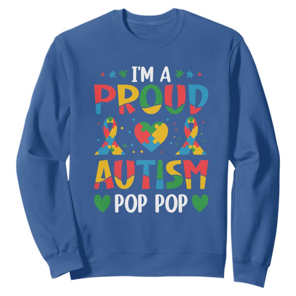 Autism Grandpa Sweatshirt I'm A Proud Autism Pop Pop TS01 Royal Blue Printyourwear