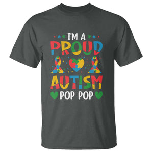 Autism Grandpa T Shirt I'm A Proud Autism Pop Pop TS01 Dark Heather Printyourwear