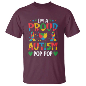 Autism Grandpa T Shirt I'm A Proud Autism Pop Pop TS01 Maroon Printyourwear