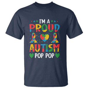 Autism Grandpa T Shirt I'm A Proud Autism Pop Pop TS01 Navy Printyourwear