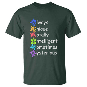 Autism Definition T Shirt Always Unique Totally Intelligent Sometimes Mysterious TS01 Dark Forest Green Printyourwear