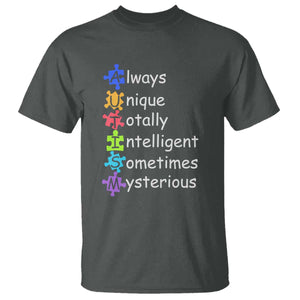 Autism Definition T Shirt Always Unique Totally Intelligent Sometimes Mysterious TS01 Dark Heather Printyourwear