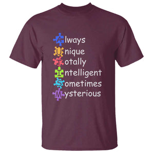 Autism Definition T Shirt Always Unique Totally Intelligent Sometimes Mysterious TS01 Maroon Printyourwear