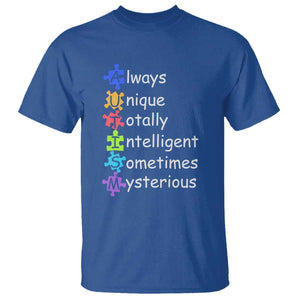 Autism Definition T Shirt Always Unique Totally Intelligent Sometimes Mysterious TS01 Royal Blue Printyourwear