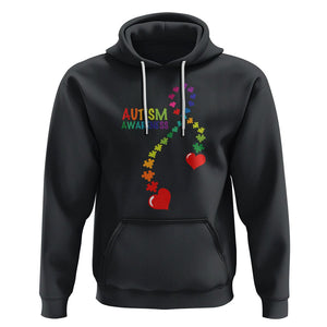 Heart Autism Awareness Hoodie Puzzle Heart Ribbon Support Accept TS01 Black Printyourwear