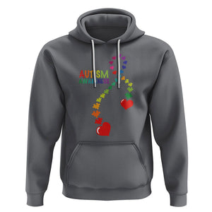 Heart Autism Awareness Hoodie Puzzle Heart Ribbon Support Accept TS01 Charcoal Printyourwear