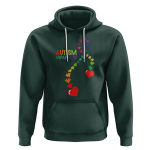 Heart Autism Awareness Hoodie Puzzle Heart Ribbon Support Accept TS01 Dark Forest Green Printyourwear