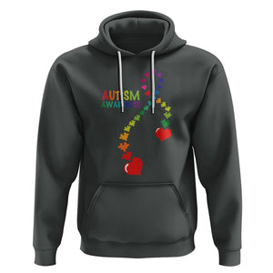 Heart Autism Awareness Hoodie Puzzle Heart Ribbon Support Accept TS01 Dark Heather Printyourwear