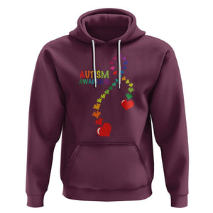 Heart Autism Awareness Hoodie Puzzle Heart Ribbon Support Accept TS01 Maroon Printyourwear