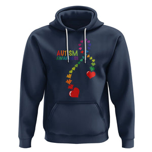 Heart Autism Awareness Hoodie Puzzle Heart Ribbon Support Accept TS01 Navy Printyourwear