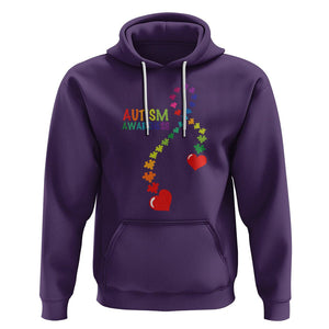 Heart Autism Awareness Hoodie Puzzle Heart Ribbon Support Accept TS01 Purple Printyourwear