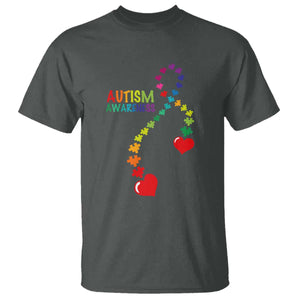 Heart Autism Awareness T Shirt Puzzle Heart Ribbon Support Accept TS01 Dark Heather Printyourwear