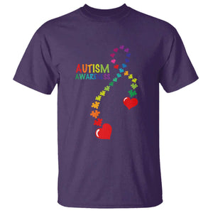 Heart Autism Awareness T Shirt Puzzle Heart Ribbon Support Accept TS01 Purple Printyourwear