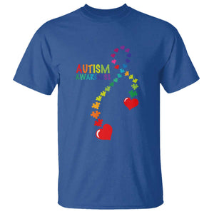 Heart Autism Awareness T Shirt Puzzle Heart Ribbon Support Accept TS01 Royal Blue Printyourwear