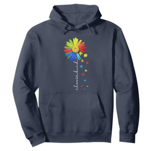 Sunflower Autism Hoodie Choose Kind Rainbow Puzzle Piece TS01 Navy Printyourwear