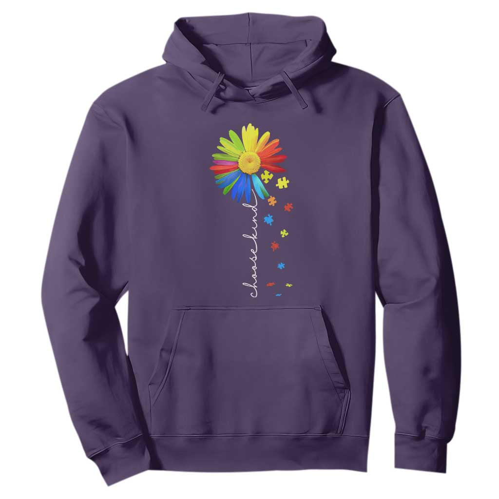 Sunflower Autism Hoodie Choose Kind Rainbow Puzzle Piece TS01 Purple Printyourwear