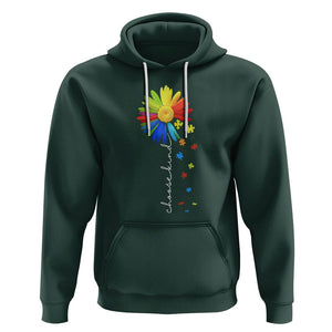 Sunflower Autism Hoodie Choose Kind Rainbow Puzzle Piece TS01 Dark Forest Green Printyourwear