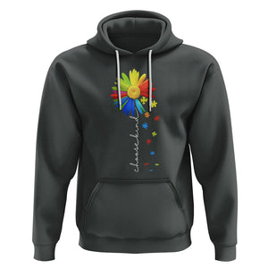 Sunflower Autism Hoodie Choose Kind Rainbow Puzzle Piece TS01 Dark Heather Printyourwear