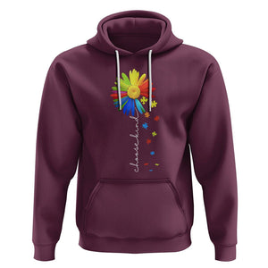 Sunflower Autism Hoodie Choose Kind Rainbow Puzzle Piece TS01 Maroon Printyourwear