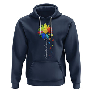 Sunflower Autism Hoodie Choose Kind Rainbow Puzzle Piece TS01 Navy Printyourwear