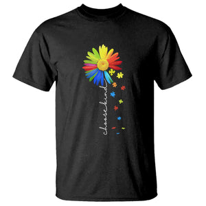 Sunflower Autism T Shirt Choose Kind Rainbow Puzzle Piece TS01 Black Printyourwear