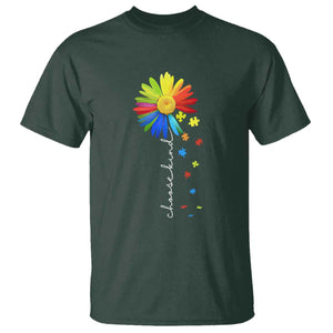 Sunflower Autism T Shirt Choose Kind Rainbow Puzzle Piece TS01 Dark Forest Green Printyourwear