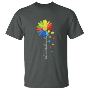 Sunflower Autism T Shirt Choose Kind Rainbow Puzzle Piece TS01 Dark Heather Printyourwear