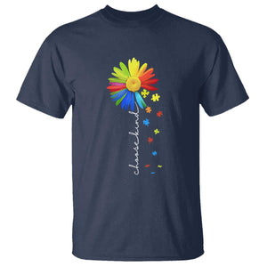 Sunflower Autism T Shirt Choose Kind Rainbow Puzzle Piece TS01 Navy Printyourwear