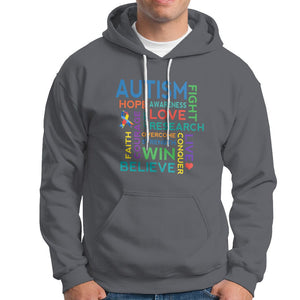 Autism Support Hoodie Warriors Fight Hope Love Courage Believe Win TS01 Charcoal Printyourwear