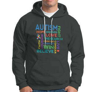 Autism Support Hoodie Warriors Fight Hope Love Courage Believe Win TS01 Dark Heather Printyourwear