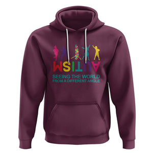 Proud Autism Hoodie Seeing The World From A Different Angle TS01 Maroon Printyourwear