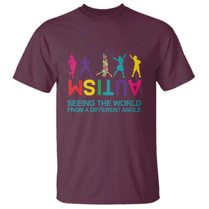 Proud Autism T Shirt Seeing The World From A Different Angle TS01 Maroon Printyourwear
