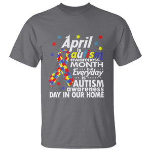 Autism Awareness T Shirt Everyday In Our Home Spectrum Puzzle Ribbon TS01 Charcoal Printyourwear