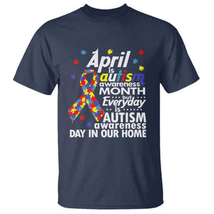 Autism Awareness T Shirt Everyday In Our Home Spectrum Puzzle Ribbon TS01 Navy Printyourwear