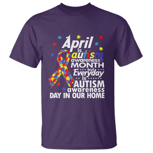 Autism Awareness T Shirt Everyday In Our Home Spectrum Puzzle Ribbon TS01 Purple Printyourwear