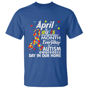 Autism Awareness T Shirt Everyday In Our Home Spectrum Puzzle Ribbon TS01 Royal Blue Printyourwear