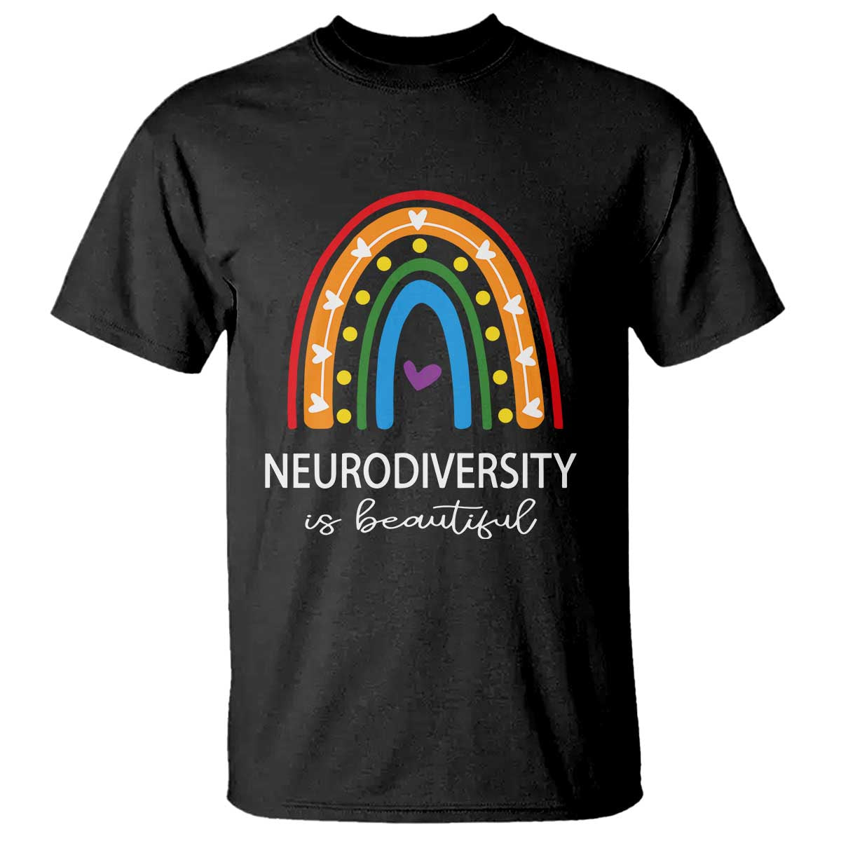 Heart Autism Awareness T Shirt Neurodiversity Is Beautiful TS01 Black Printyourwear