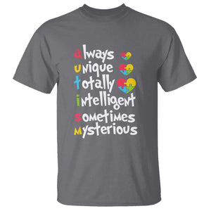 Autism Definition T Shirt Always Unique Totally Intelligent Sometimes Mysterious Puzzle Heart TS01 Charcoal Printyourwear