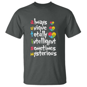 Autism Definition T Shirt Always Unique Totally Intelligent Sometimes Mysterious Puzzle Heart TS01 Dark Heather Printyourwear