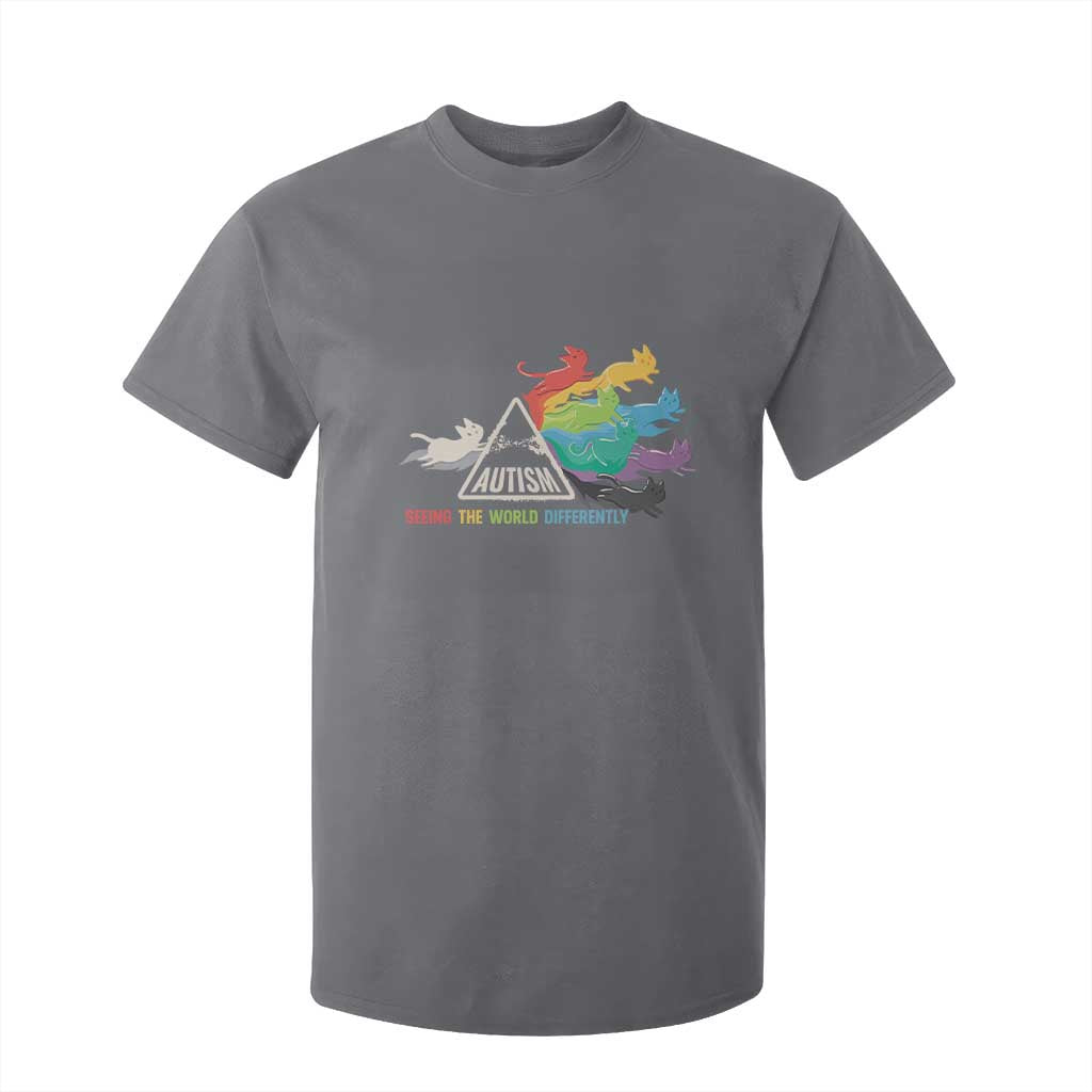Cat Autism T Shirt For Kid Seeing The World Form A Different Angle TS01 Charcoal Printyourwear