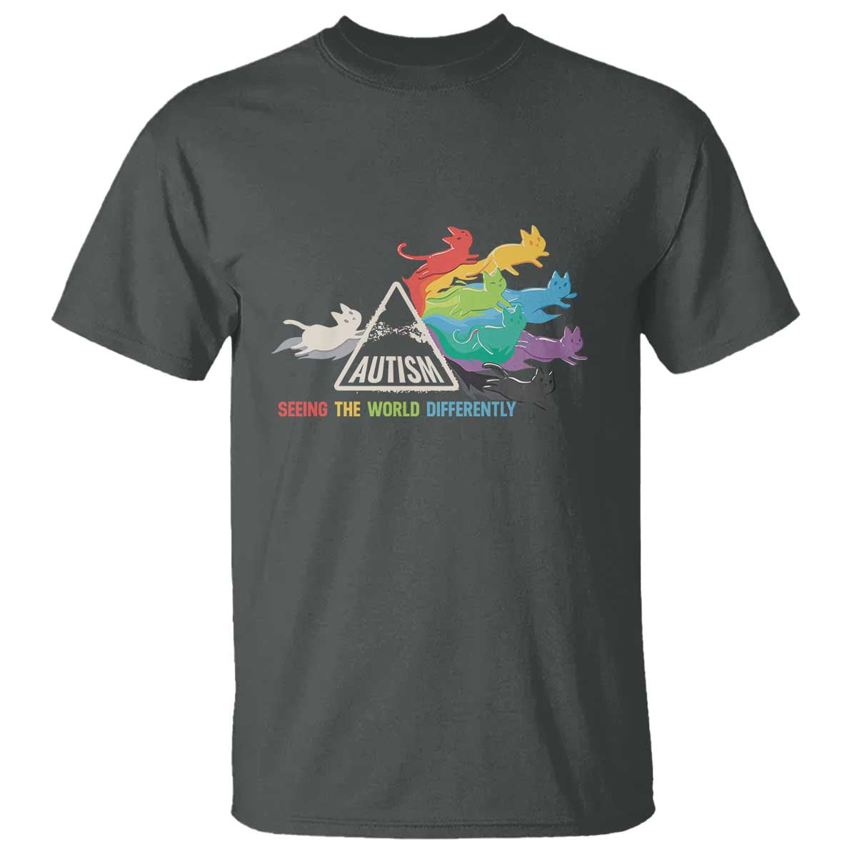 Cat Autism T Shirt Seeing The World Form A Different Angle TS01 Dark Heather Printyourwear