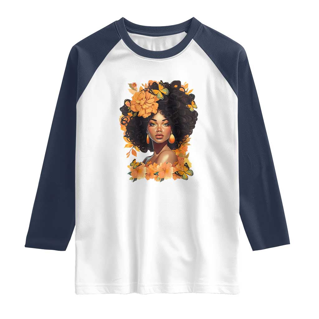 Black Women Unapologetically Dope Juneteenth Black History Raglan Shirt TS01 White Navy Print Your Wear