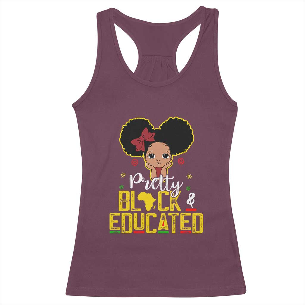 Pretty Black and Educated Racerback Tank Top I Am The Strong Afro Queen TS01 Maroon Print Your Wear