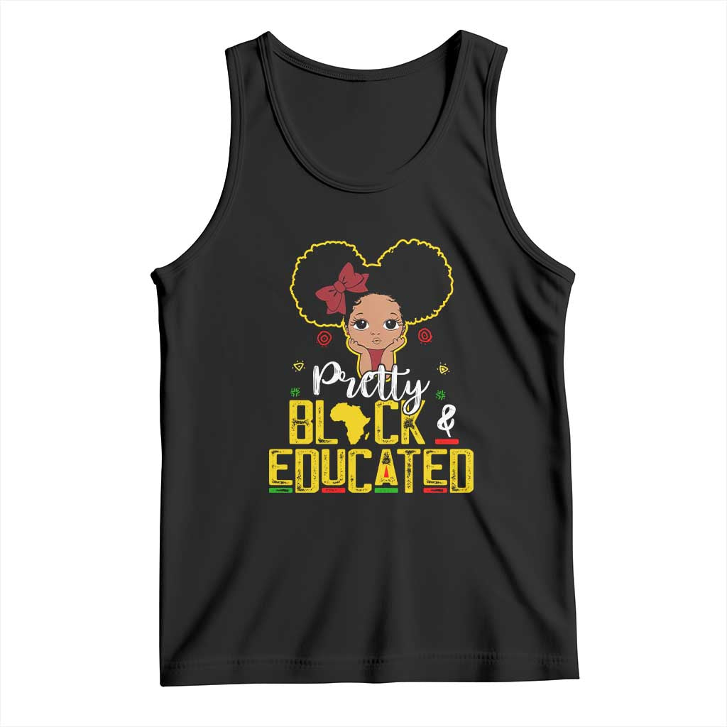 Pretty Black and Educated Tank Top I Am The Strong Afro Queen TS01 Black Print Your Wear