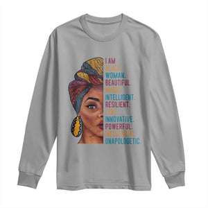 Black Woman Long Sleeve Shirt Beautiful Magic Intelligent Resilient Love African American Pride TS01 Sport Gray Print Your Wear