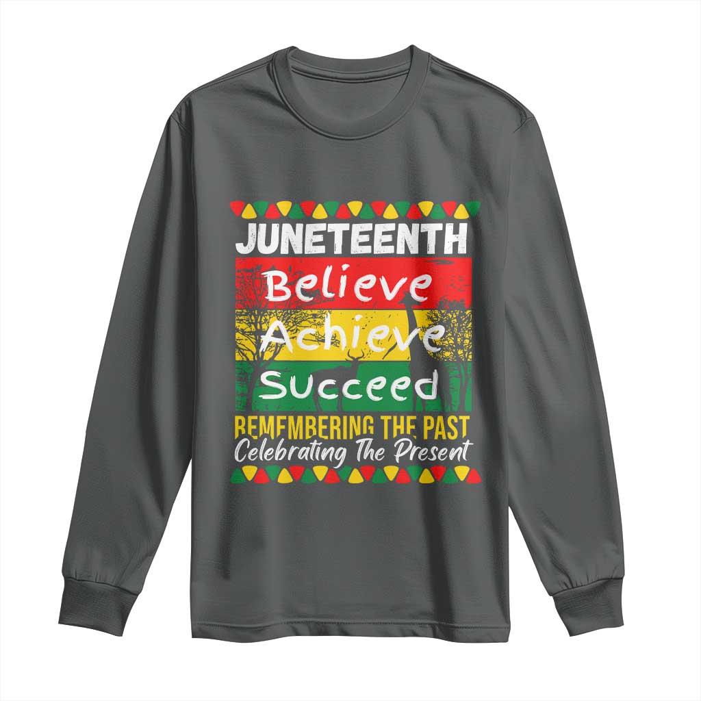 Juneteenth Is My Independence Day Long Sleeve Shirt Black Pride Melanin TS01 Dark Heather Print Your Wear