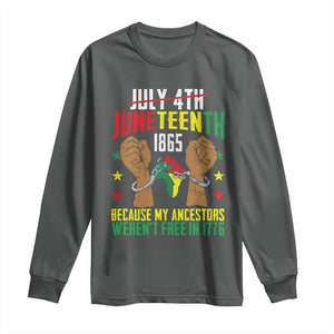 Juneteenth 1865 Long Sleeve Shirt My Ancestors Weren't Free In 1776 TS01 Dark Heather Print Your Wear