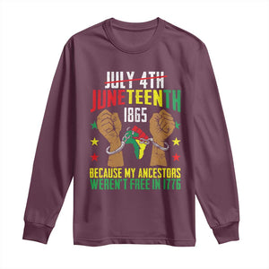 Juneteenth 1865 Long Sleeve Shirt My Ancestors Weren't Free In 1776 TS01 Maroon Print Your Wear