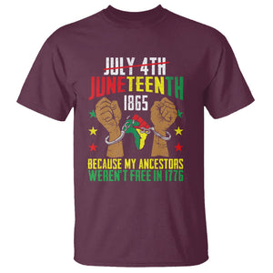 July 4Th Juneteenth T Shirt My Ancestors Weren't Free In 1776 TS01 Maroon Printyourwear