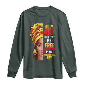 Juneteenth 1866 Long Sleeve Shirt Juneteenth Is My Independence Day for Women TS01 Dark Forest Green Print Your Wear